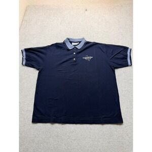 Vintage David Smith Southwestern Bell Dominion Polo Shirt Navy Blue XL Texas